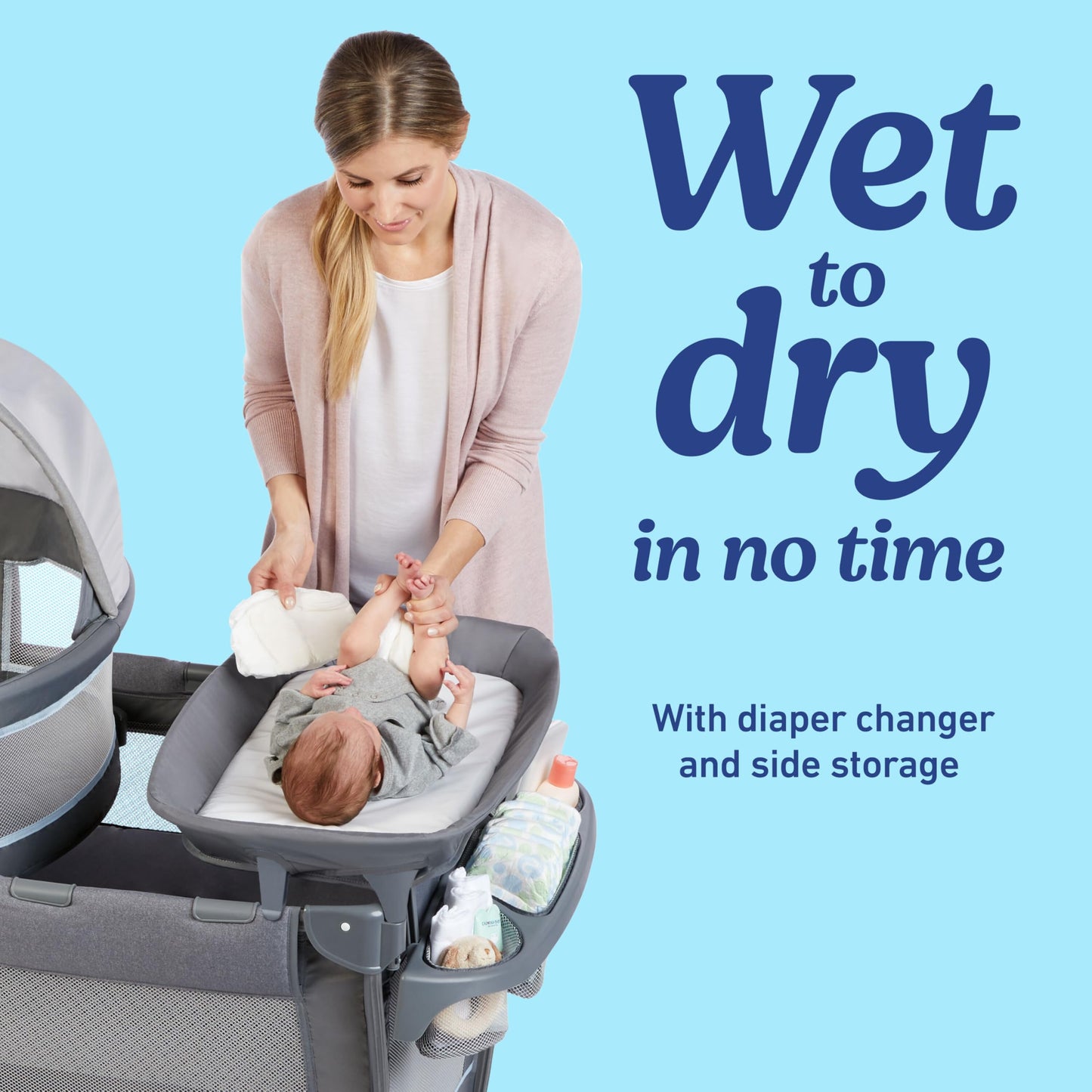 Graco® Pack ’n Play Travel Dome Playard, Portable Bassinet with UV Canopy, Full‑Size Infant Bassinet, Diaper Changer