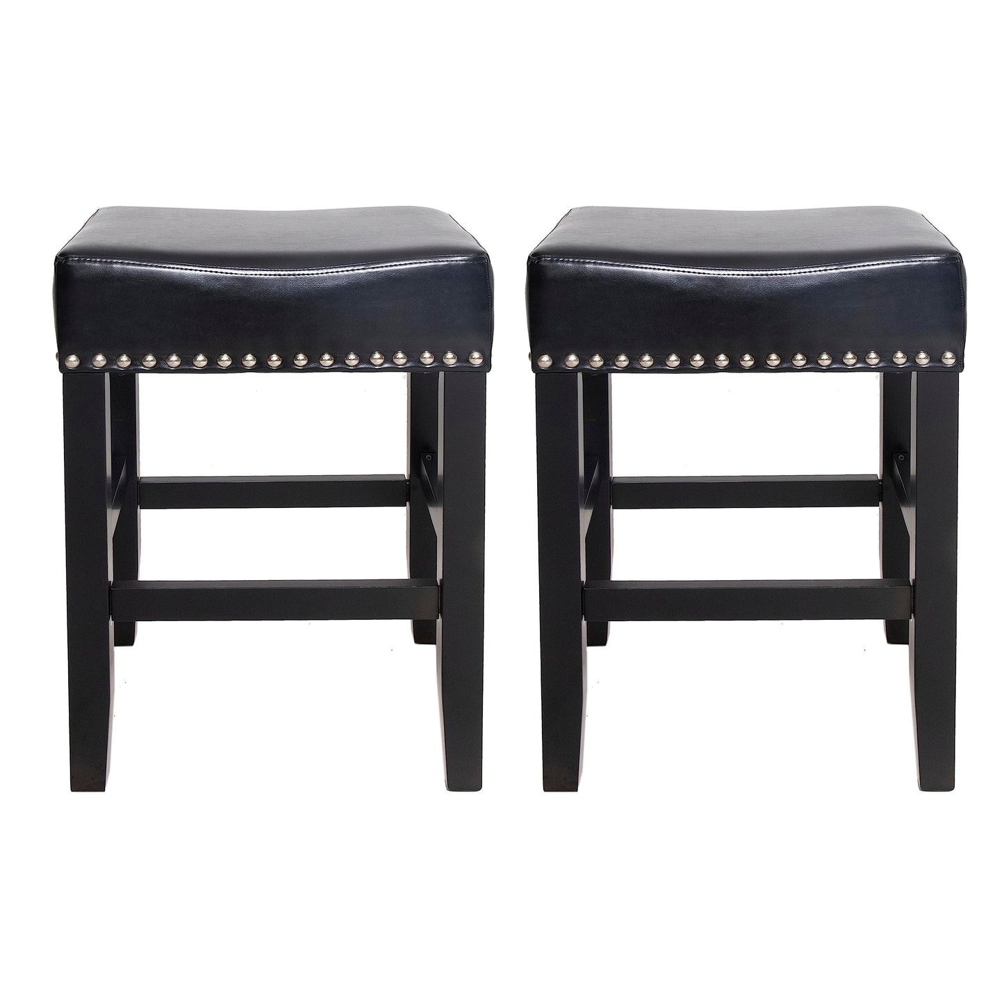 Christopher Knight Home Laramie Bonded Leather Backless Counterstools, 2-Pcs Set, Black