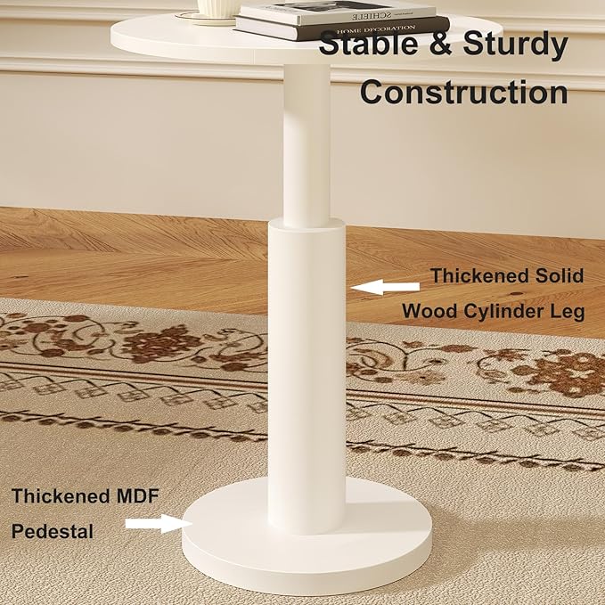 LAATOOREE Round Side Table, Accent Drink Coffee Table, Spacious Top, Thick