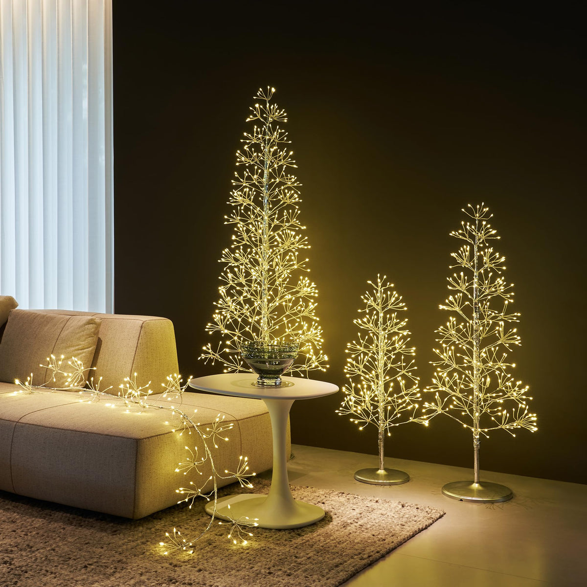 LITBLOOM Lighted Starburst Garland with Timer and Dimmer 6FT, Sliver Garland with Lights 160 Warm White LED Lights for Home Fireplace Mantle Thanksgiving Christmas Decoration Indoor Outdoor