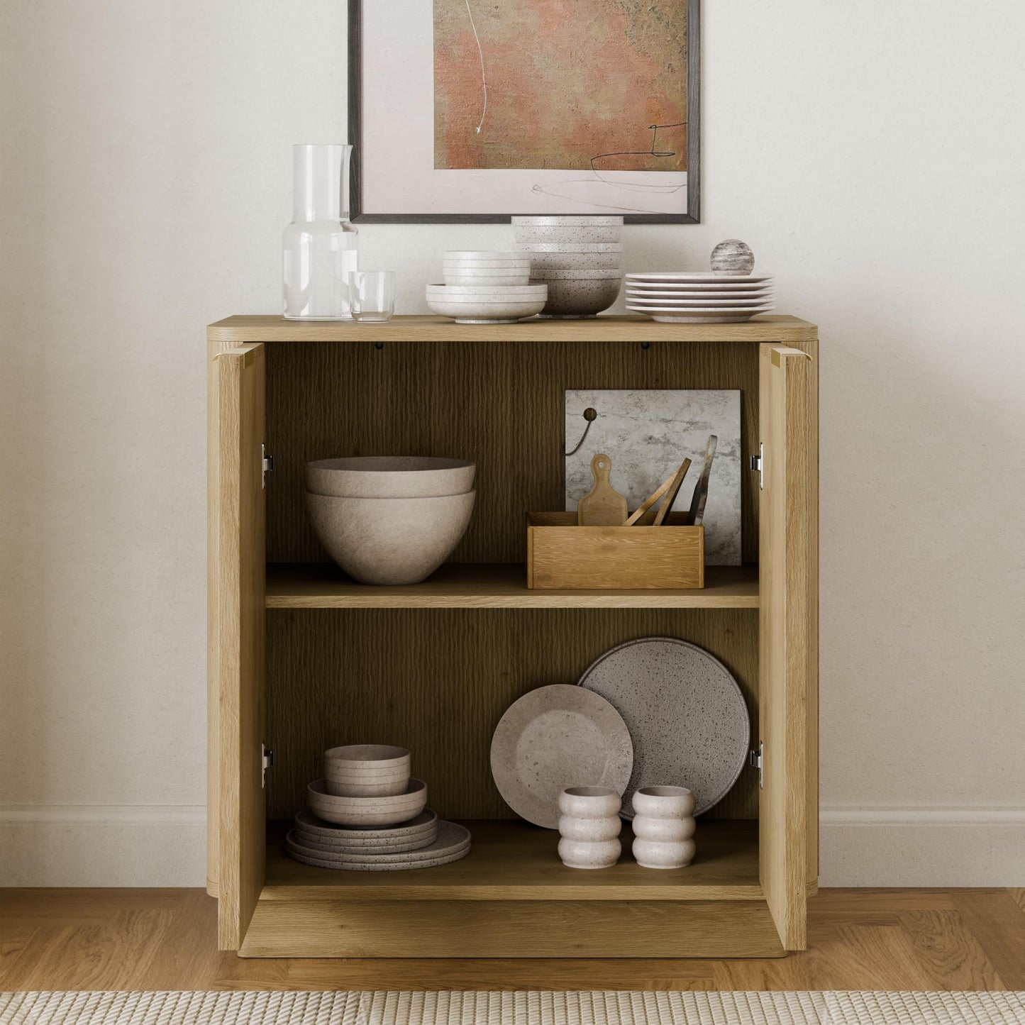Lab Cosi Buffet Cabinet with Storage,Accent Sideboard with Adjustable Shelves,Fluted Console Table, Modern Credenza for Entryway,Living Room,Dining Room,Kitchen,Natural