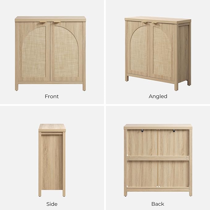 SICOTAS 102"W Rattan Sideboard Buffet Cabinet Set of 3, Mid Century Modern