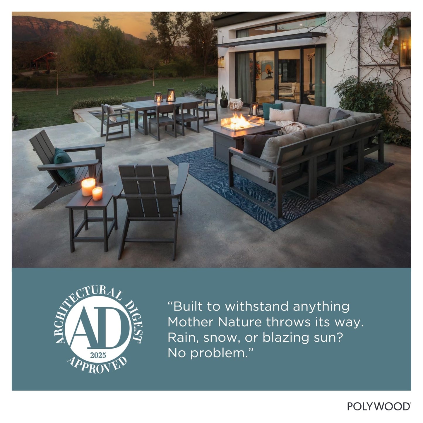 POLYWOOD Modern Adirondack Chair – All-Weather Outdoor Lawn Adirondack Chairs – HDPE, Fade-Resistant & Durable Outdoor Furniture – For Patio, Deck & Fire Pit Chairs – White