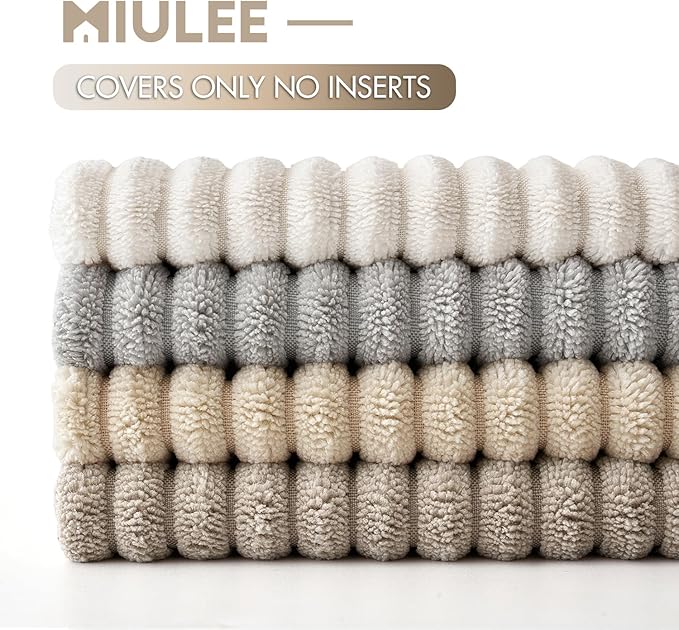 MIULEE Boho Farmhouse Throw Pillow Covers 18x18 Inch Set of 4 Neutral Tan