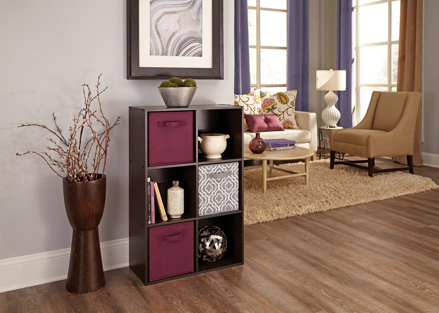 ClosetMaid Cubeicals 6 Cube Storage Shelf Organizer Bookshelf, Stackable, Vertical or Horizontal, Easy Assembly, Wood, Chocolate Finish