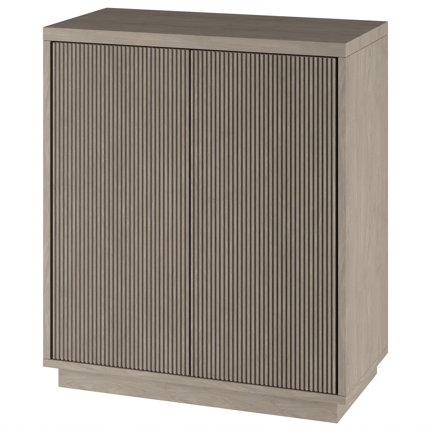Henn&Hart 28" Fluted Wooden Accent Cabinet, Ribbed Modern Sideboard Buffet Cabinet with 2 Doors and an Adjustable Shelf for Living Room, Dining Room, Bedroom or Entryway, Weathered Gray