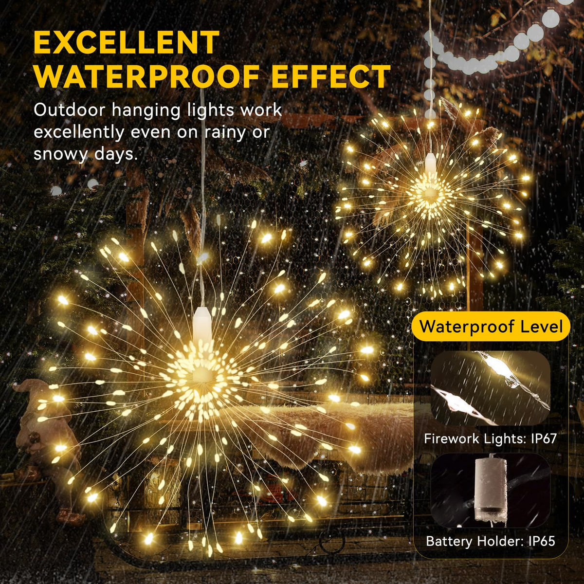 8 Pack Copper Wire Firework Lights, 120 LED String Lights with Remote Control - 8 Modes, Waterproof for Party, Home, Christmas, Garden & Outdoor Decoration