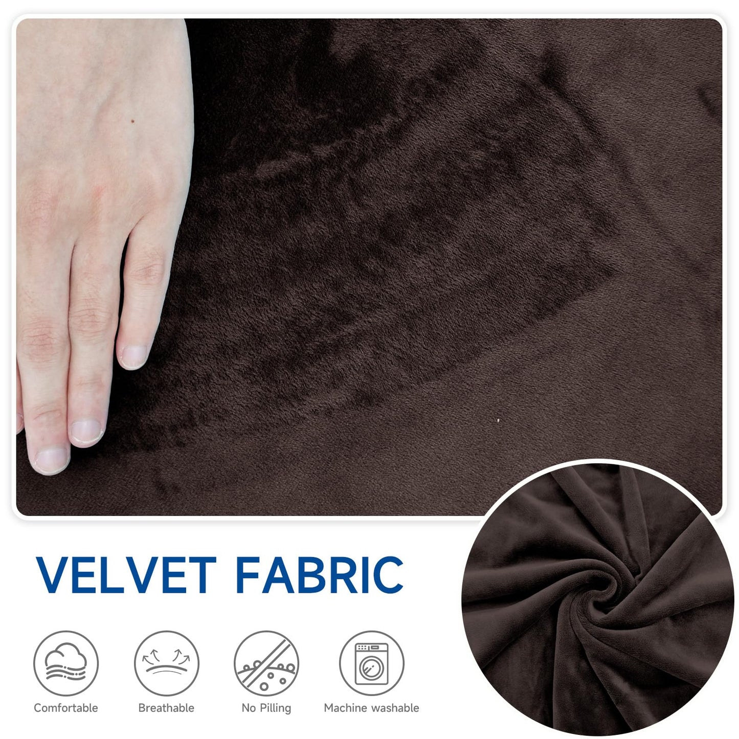 Velvet Chaise Lounge Cover Indoor Armless Chaise Slipcover Luxury High Stretch Ultra Soft Lounge Chair Covers Modern Machine Washable Chair Cover for Living Room Bedroom Furniture, Brown