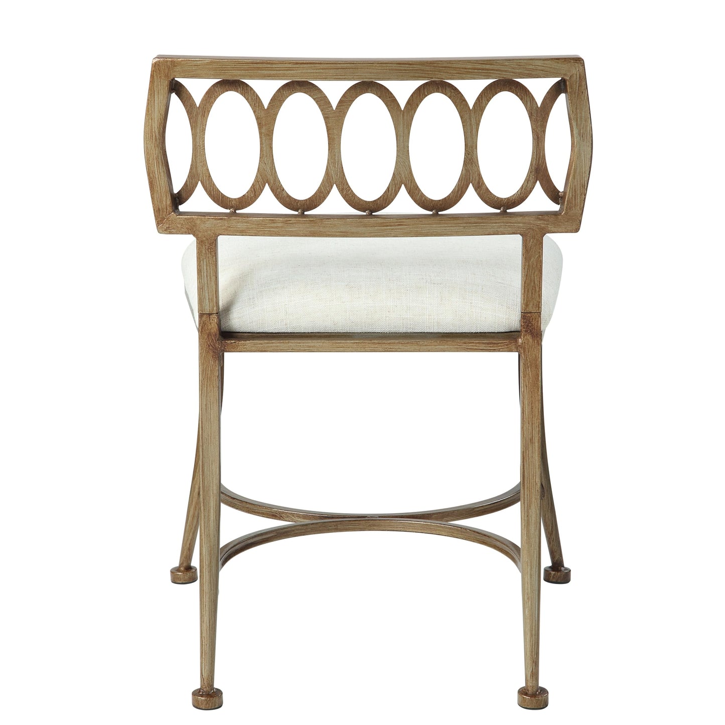 Azalea Park Golden Bronze Low Back Vanity Stool Soft Linen Upholstery, Iron Frame, Padded Cushion Bathroom & Bedroom Accent Chair