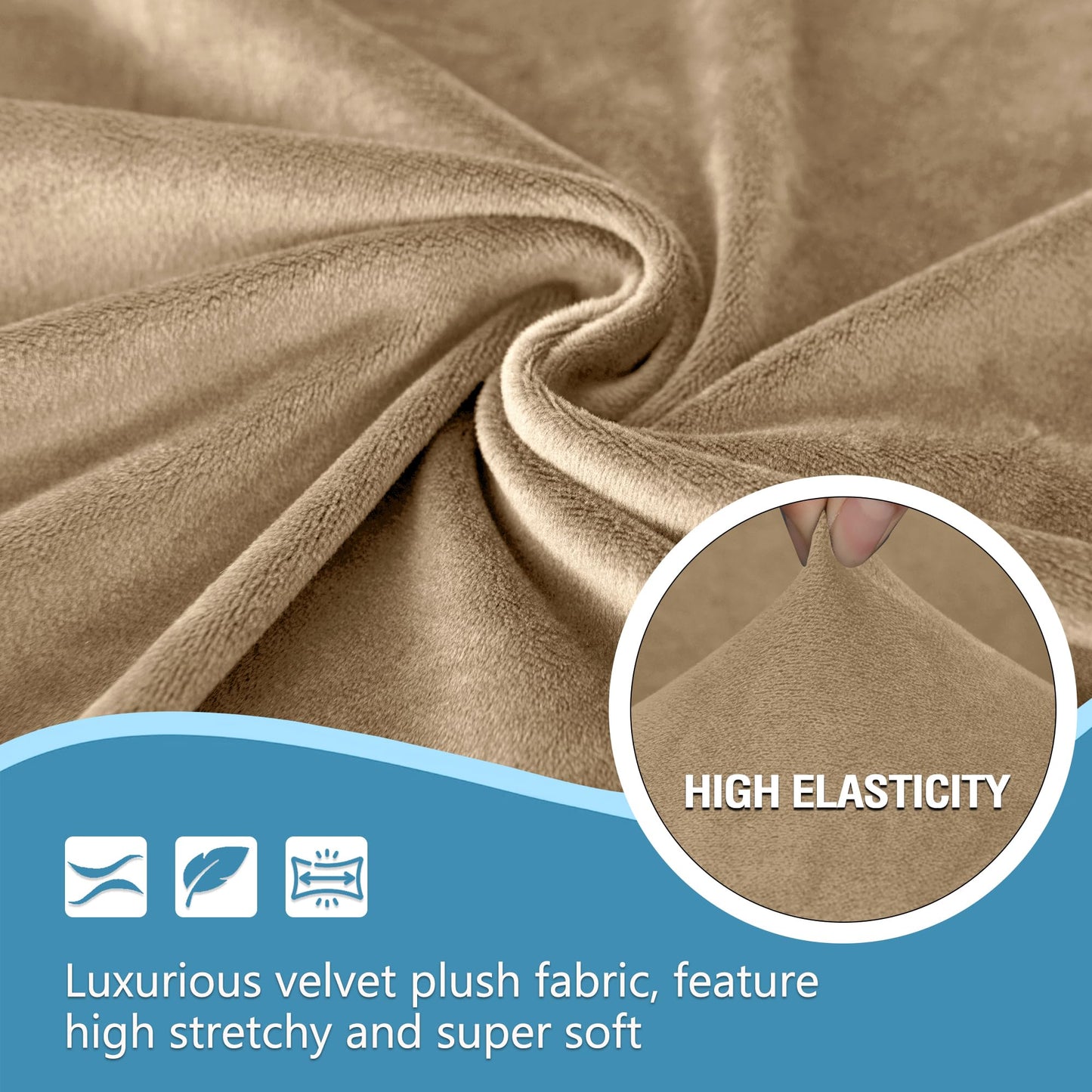HDCAXKJ Corner Sectional Couch Covers Velvet Stretch L Shape Sofa Cover Soft Thick Sectional Slipcovers U Shaped Living Room Non Slip Magic Furniture Protector for Pet Dogs (Light Coffee, X-Large)