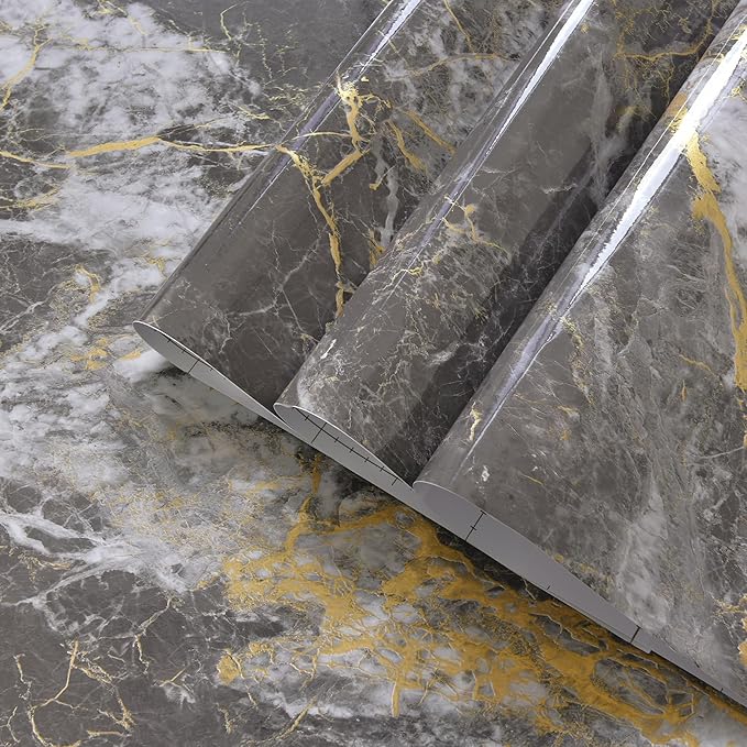BAYYA Faux Marble Contact Paper Waterproof Countertop Peel and Stick Wallpaper