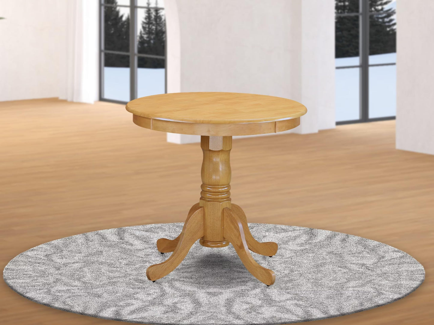 East West Furniture EMT-OAK-TP Eden Dining Room Table - a Round kitchen Table Top with Pedestal Base, 30x30 Inch, Oak