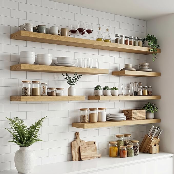 FLYJOE Floating Shelves for Wall, 48 Inch Floating Shelves Set of 1, Kitchen