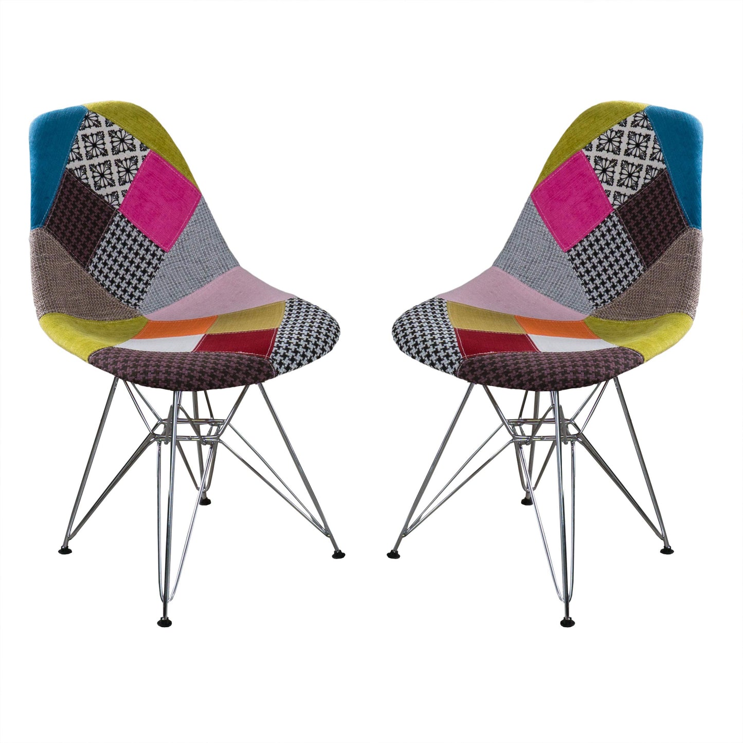 Christopher Knight Home Wilmette Fabric Chair with Chromed Legs, Patchwork 18D x 21W x 32H in
