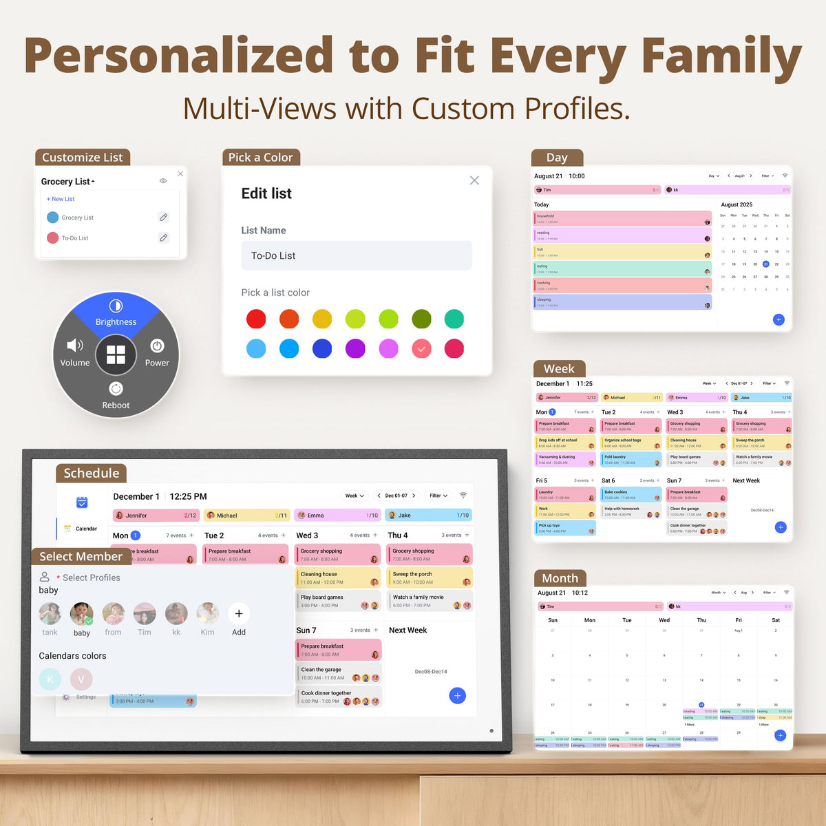 Digital Calendar 27 Inch Touch Screen, Electronic Wall Calendar Chore Chart for Family Monthly/Weekly Planner Rewards Organization, Interactive Large Display Smart Calendar, Desk Mount Included