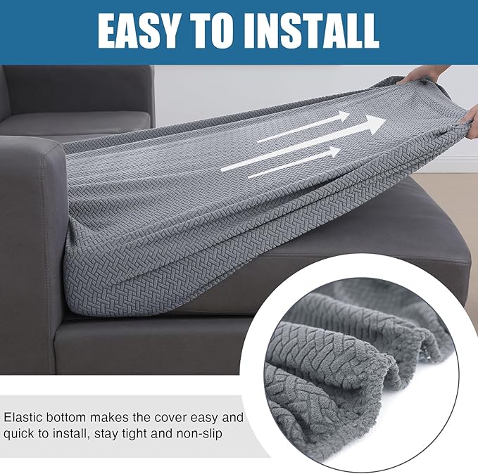 Smiry Waterproof Couch Cushion Covers, Stretch Jacquard Thick Sofa Cushion