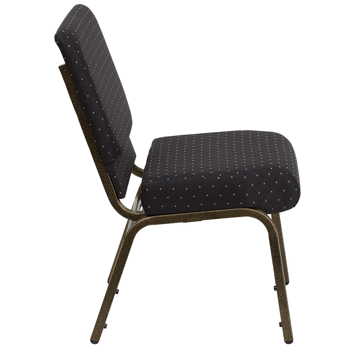 Flash Furniture 4 Pack HERCULES Series 21''W Stacking Church Chair in Black Dot Patterned Fabric - Gold Vein Frame