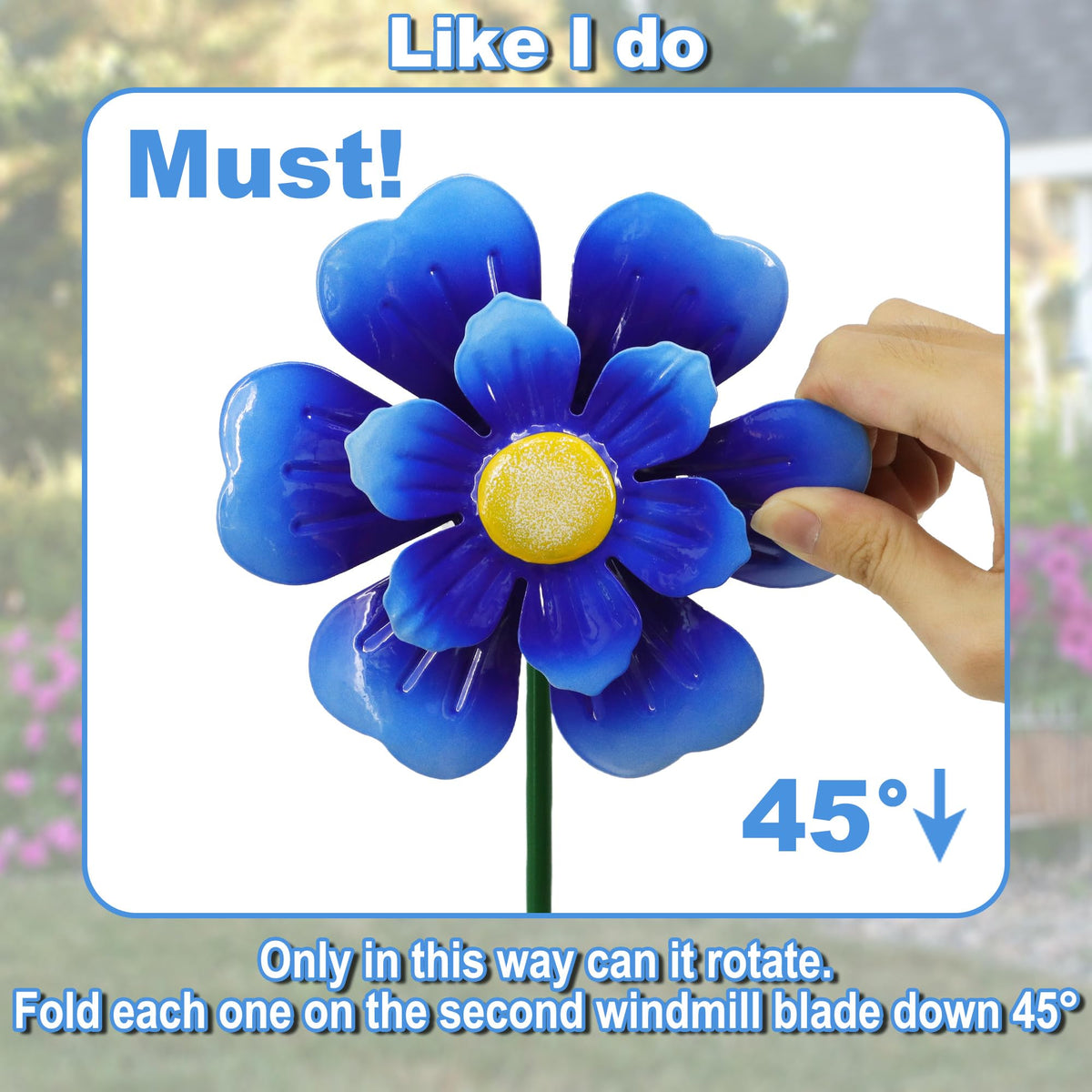 Metal Flower Wind Spinner Garden Lawn Stakes Yard Art, 27 Inch Windmill Outdoor Garden Iron Handicraft Lawn Ornament, Outside Front Porch Patio Yard Decor, 5 Pieces Outdoor Valentines Decoration Gift