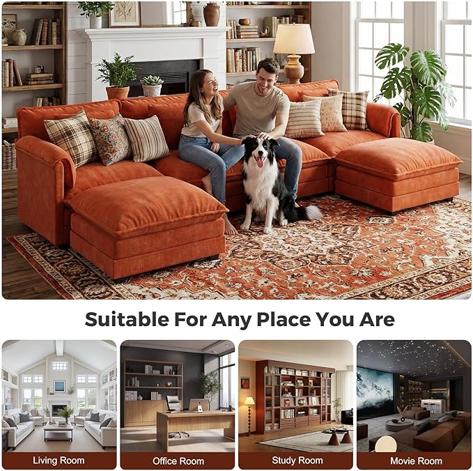 ELUCHANG Oversized 150" Modular Sectional Sofa, Comfy Cloud Couch, U Shaped