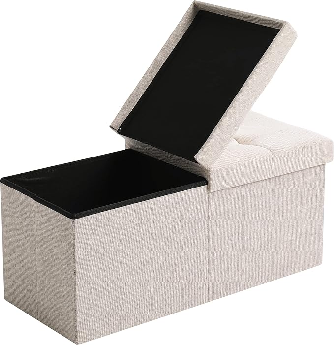 Storage Ottoman Bench Foldable Seat Footrest End of Bed Ottoman