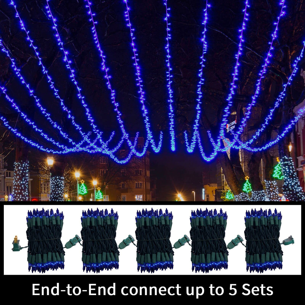 LAMPHOME Blue Christmas Lights,100Lights 19.6ft UL Certified Mini Bulb String Lights, Hanukkah Traditional Light for Outdoor Christmas Tree Garden Holiday Party Patio Wedding Garland Decor