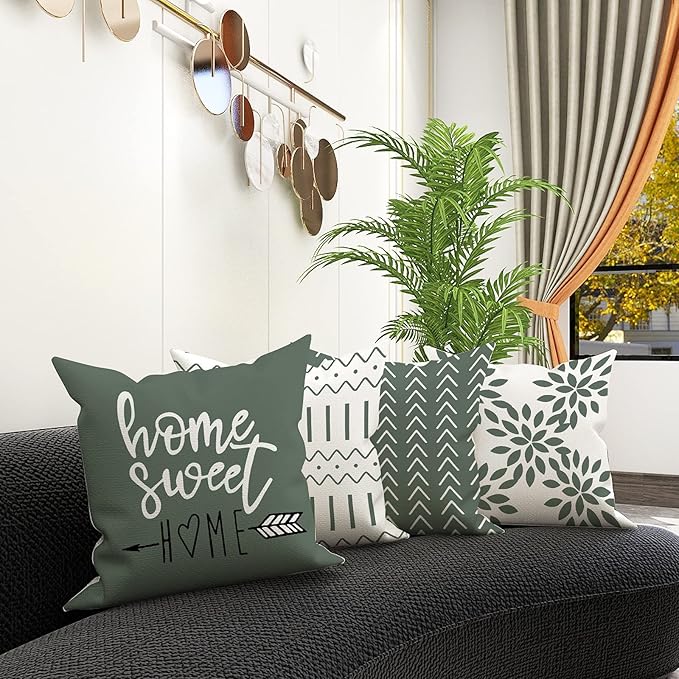 YCOLL Pillow Covers 18x18 Set of 4, Modern Sofa Throw Pillow Cover, Decorative