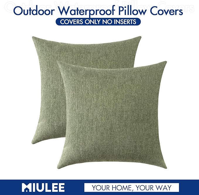 MIULEE Pack of 2 Decorative Outdoor Solid Waterproof Throw Pillow Covers Spring