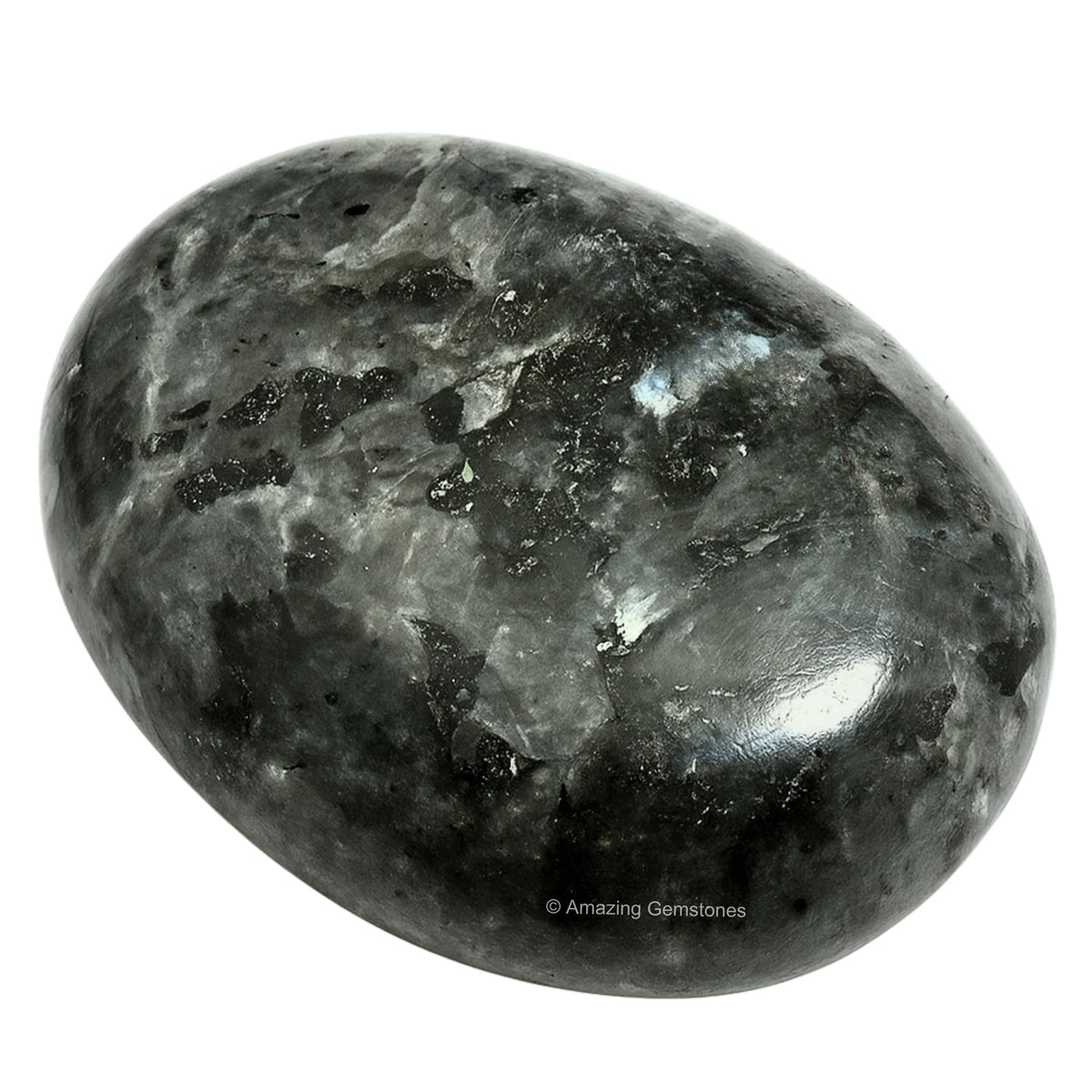Amazing Gemstone Larvikite Crystals and Healing Stones - Large Palm Stone Crystals Piedra - Crystal for Good Luck, Balanced Positive Energy, Meditation - Unique Stocking Stuffers, Gifts for Women, Men