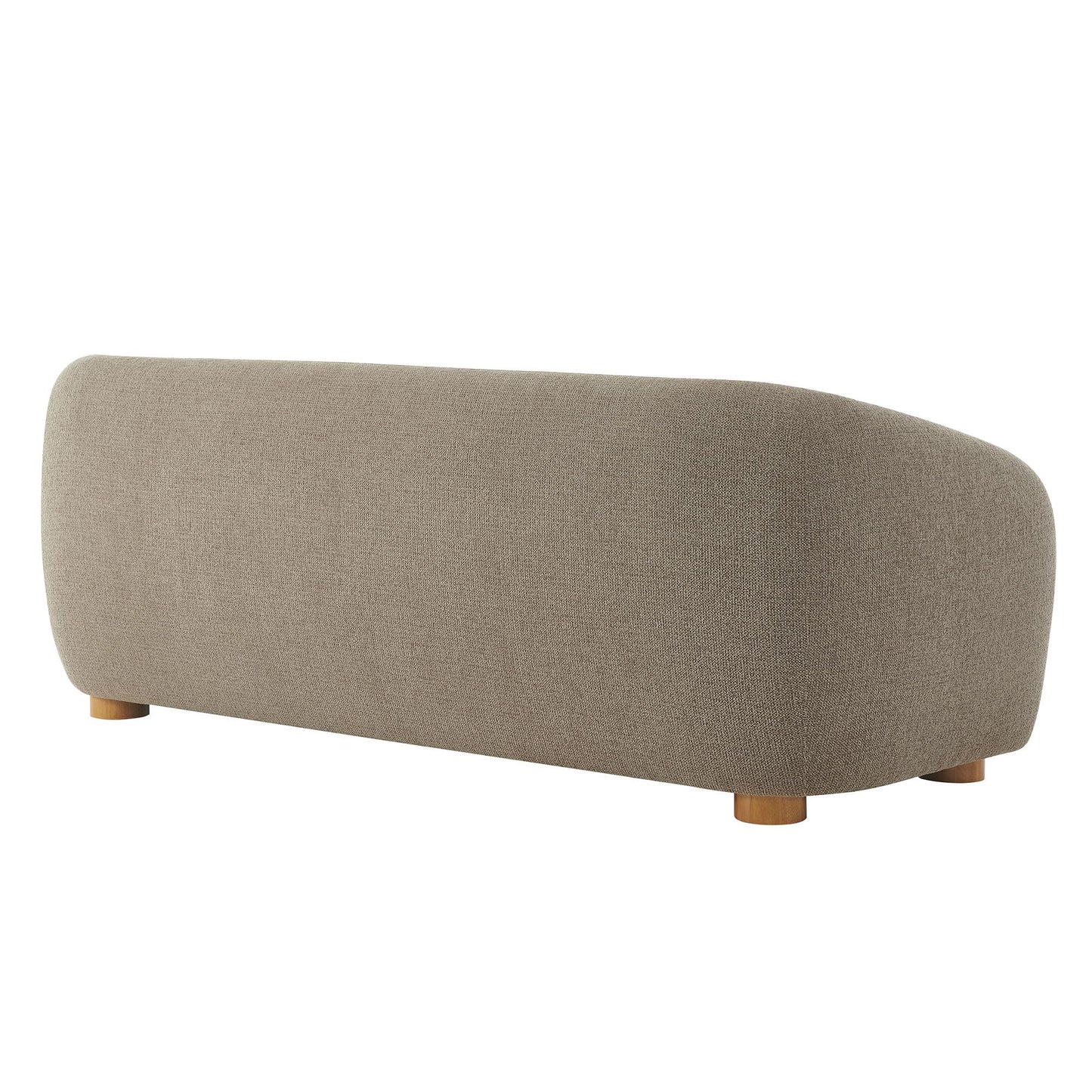 Modway Holland 85 Inch Minimalist Curved Back Sofa in Taupe – Chenille Fabric Sofa with Ball Throw Pillows and Wood Feet – Modern 3-Seater Couch for Living Room