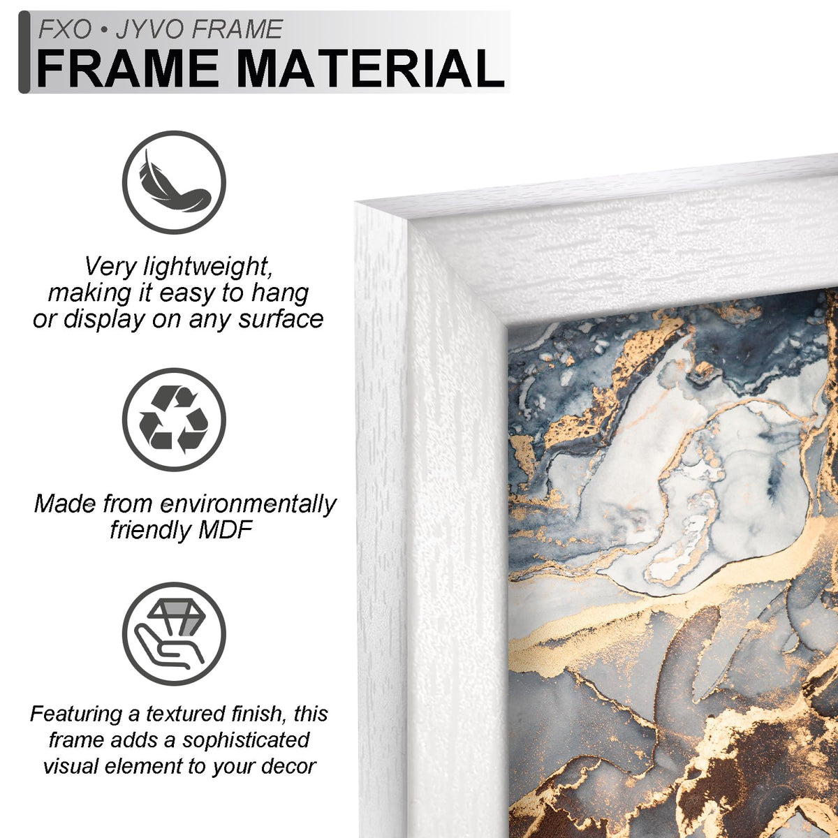 Fxojyvo Engineered Wood 14x24 Picture Frame Set of 3, White Frame for 14 x 24 Inch Picture Poster Photo, Light Weight 14 by 24 Frame with Wood-grain for Wall - 3 Pack/White/14 x24