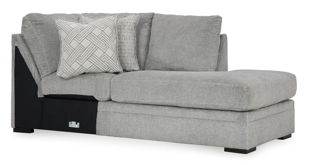 Signature Design by Ashley Casselbury Casual Right-Arm Facing 2-Piece Sectional with Chaise, Loose Seat Cushions and 4 Throw Pillows, Light Gray