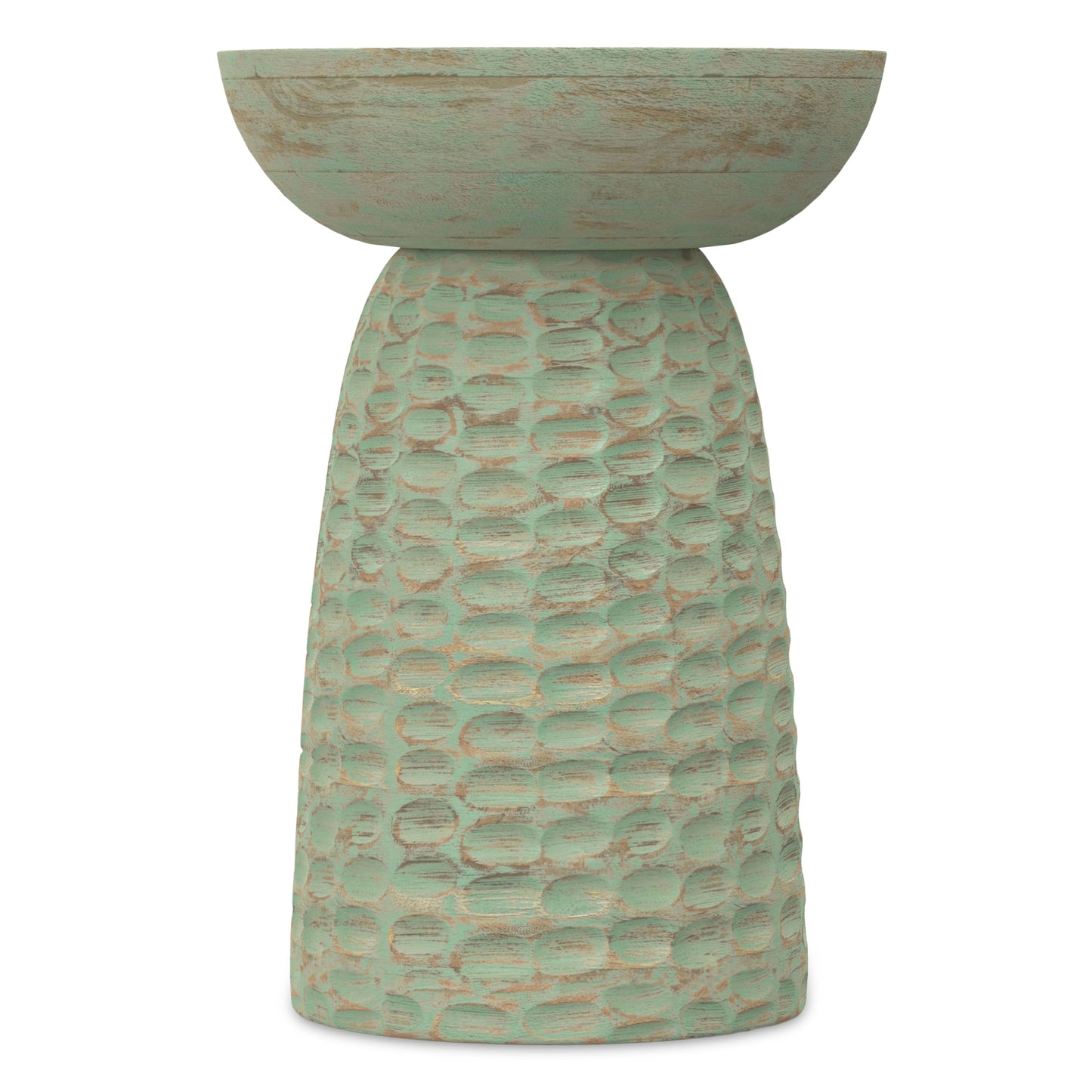 SIMPLIHOME Boyd End Table - 13" Wide x 18" High Solid Mango Wood Round Accent Table in Green Wash, Handcrafted Contemporary Nightstand or Lamp Stand for Living Room, Bedroom, or Office, Assembled