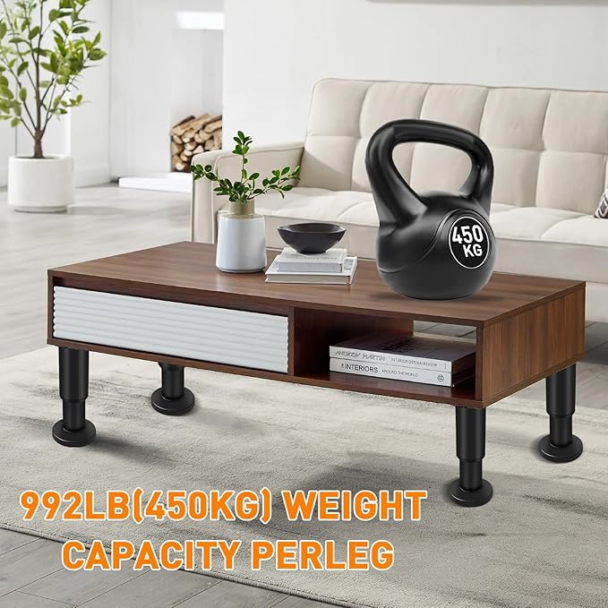 4 Pcs Adjustable Height Furniture Support Legs 4.72-7.48 inch, Metal Adjustable