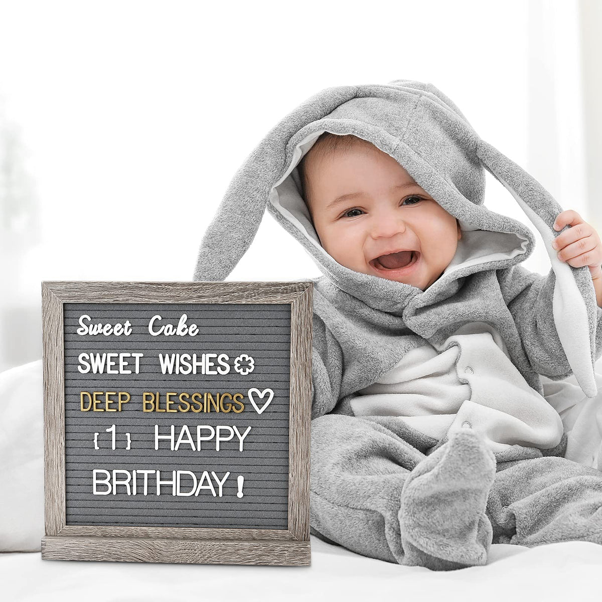 Double Sided Felt Letter Board with Letters - Pre Cut & Sorted 725 letters with Stand, Cursive Style Letters, Big Letters, Plastic Organizer, Tabletop Display, Rustic Farmhouse Wall Decor