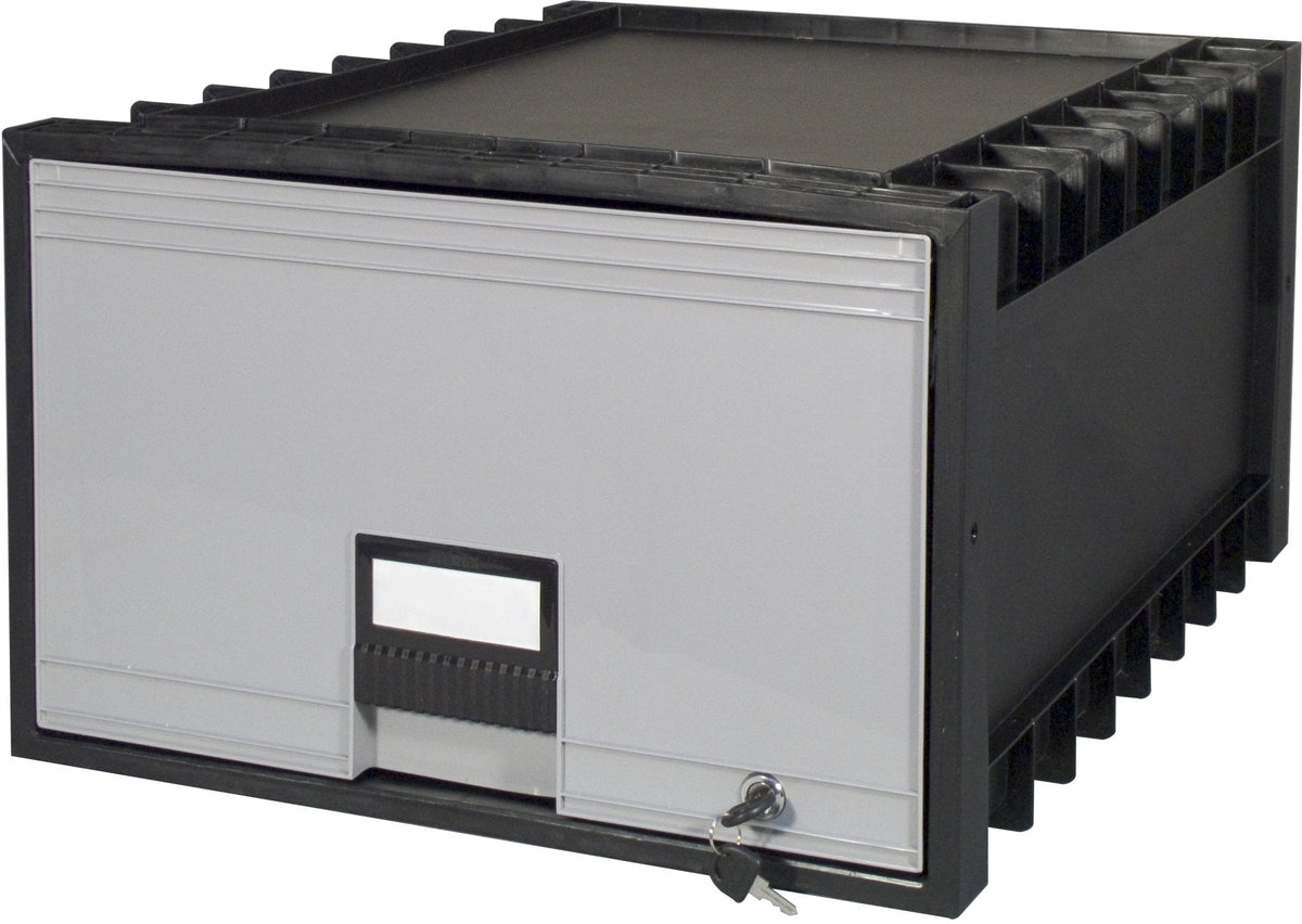 Storex 24-Inch Archive Locking Storage Box for Legal Size Files, Black/Grey (61155U01C)