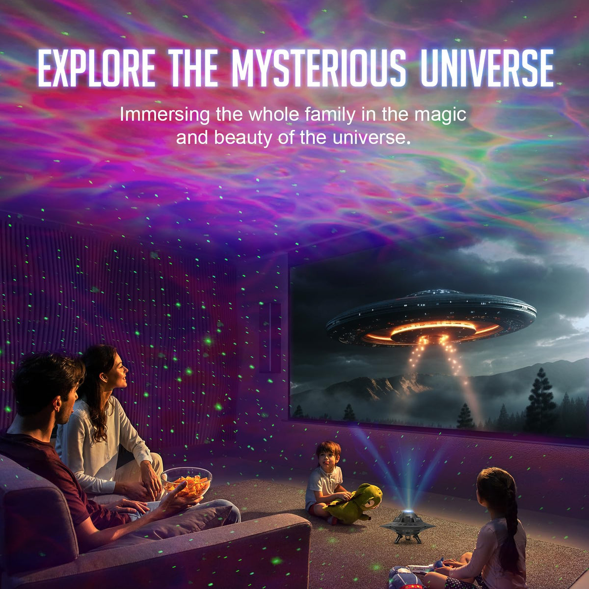UFO Galaxy Projector, LED Lights for Bedroom, Star Projector, Night Light for Kids and Adults, Starry Nebula Ceiling LED Lamp, Room Decor Aesthetic, Gifts for Christmas, Birthdays, Valentine's Day