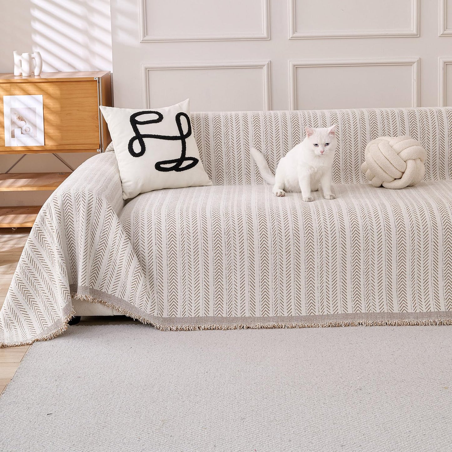 Erke Couch Cover Sheet Blanket for 4 Seater Oversized Sofa Sectional, Machine Washable Chenille Slipcover, 4-Seat L Shape U-Shaped Extra Large Slip Covers Furniture Decor Protector