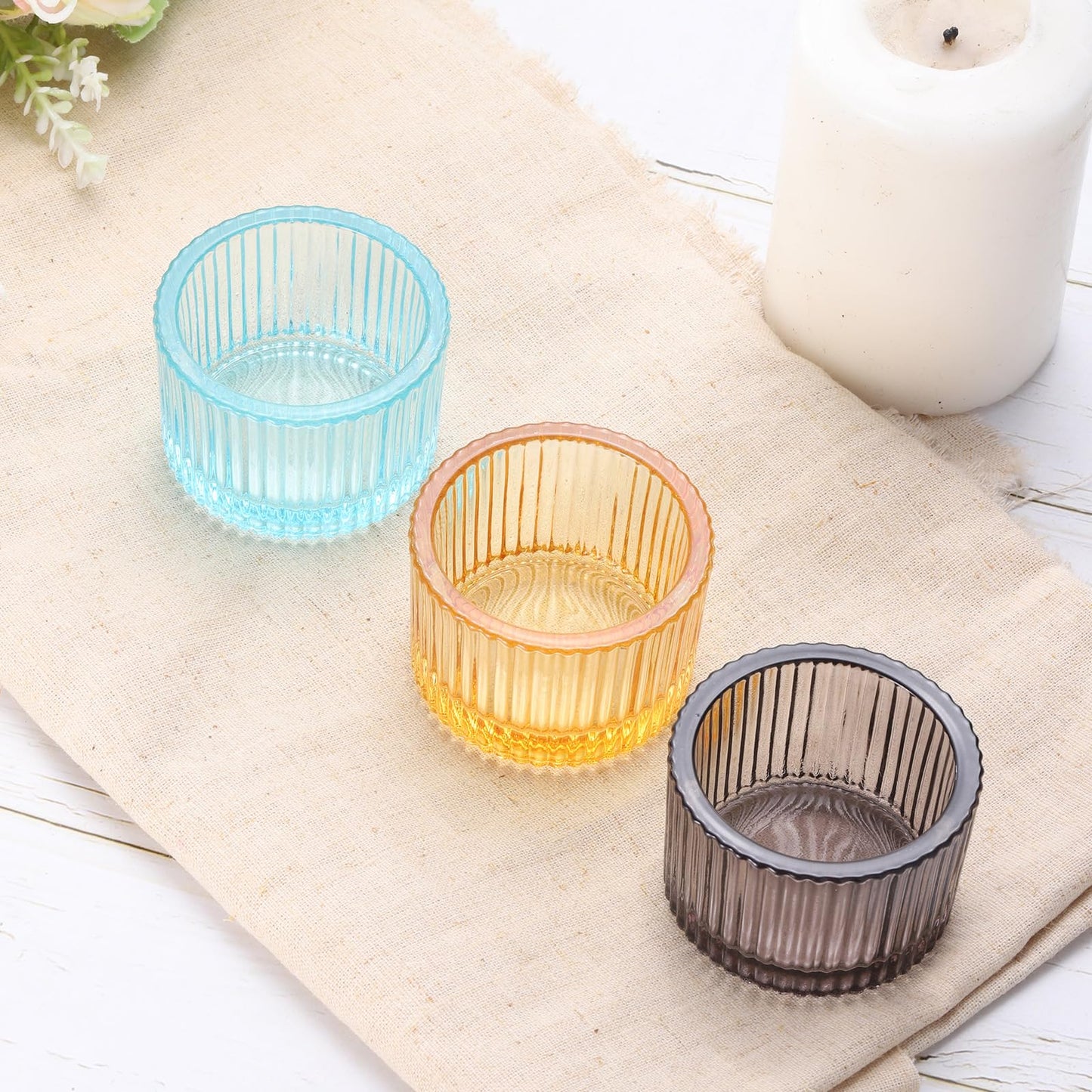 PATIKIL 2 Pcs Tealight Candle Holder, Tea Lights Candle Holder Glass Votive Candle Holders Glass Candle Holders for Table Centerpiece Decor Wedding Dinner Party, Red