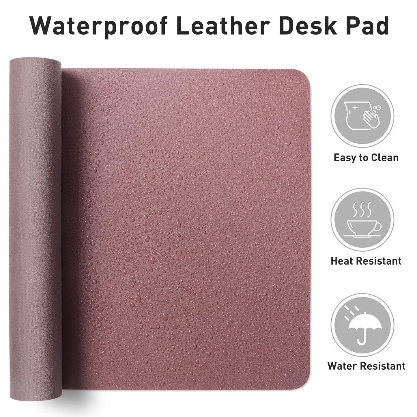 Aothia Leather Desk Pad Protector, Mouse Pad, Office Desk Mat,Non-Slip PU Leather Desk Blotter, Laptop Desk Pad, Waterproof Desk Writing Pad for Office and Home (Dark Pink, 23.6" x 13.7")