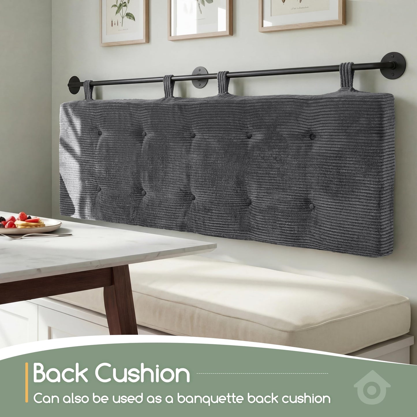 HIGOGOGO Wall Mounted Headboards for Queen Size Bed, Hanging Head Board Wall with Button Tufting, Adjustable Height Headboard for Bedroom,Darkgrey