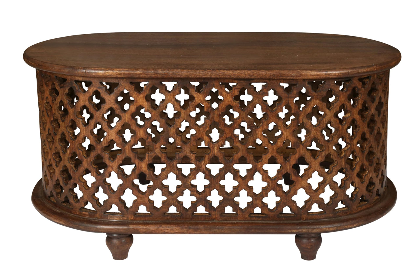 The Wooden Town Solid Mango Wood Coffee Table - Oval Center Table for Living Room, Tea Table, Wooden Accent Table, 36x21x18 Inches - Handcrafted Modern Furniture for Home Décor