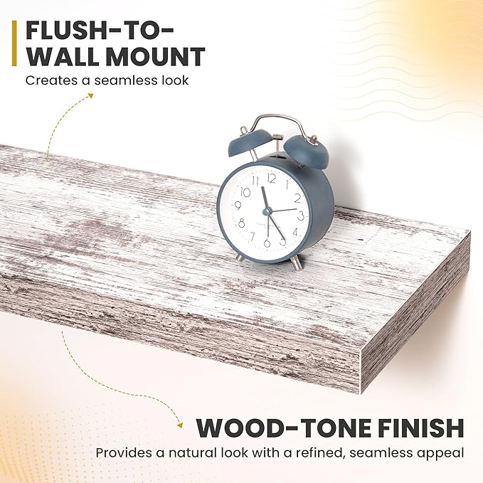 Acovy 16 Inch Floating Shelves, 9.3" Deep Floating Shelf Wall Mounted, Rustic