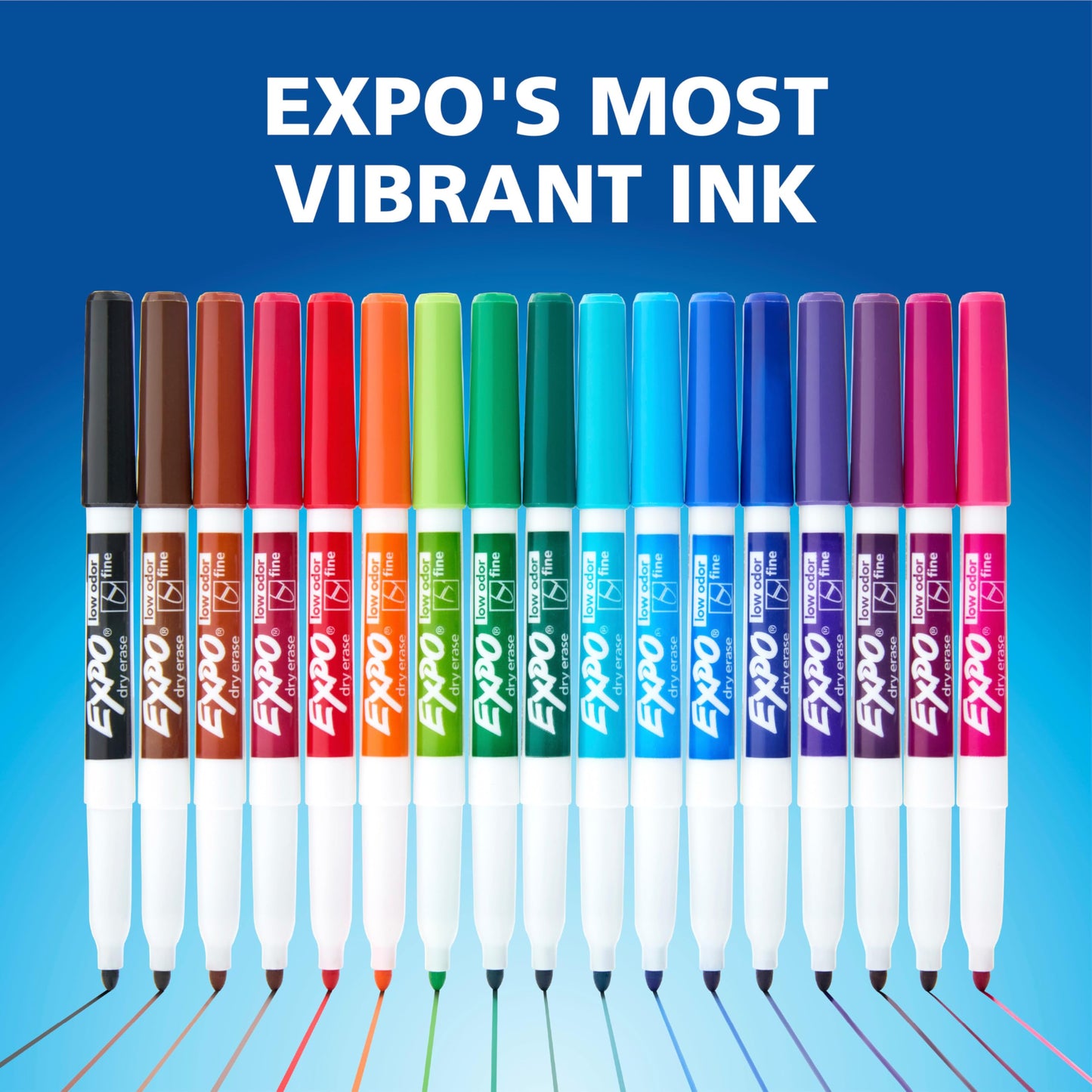 EXPO Dry Erase Markers, Low Odor Ink, Black, Fine Tip, Easily Erases, Ideal for Classroom, Home, Office, Back to School, Teacher Supplies 36 Count (Pack of 6)