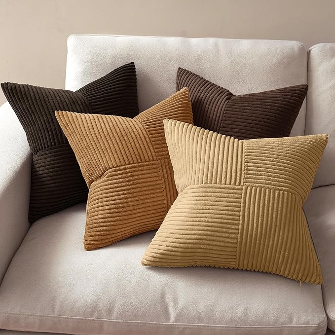 MIULEE Boho Decorative Throw Pillow Covers 18x18 Set of 4 Farmhouse Neutral