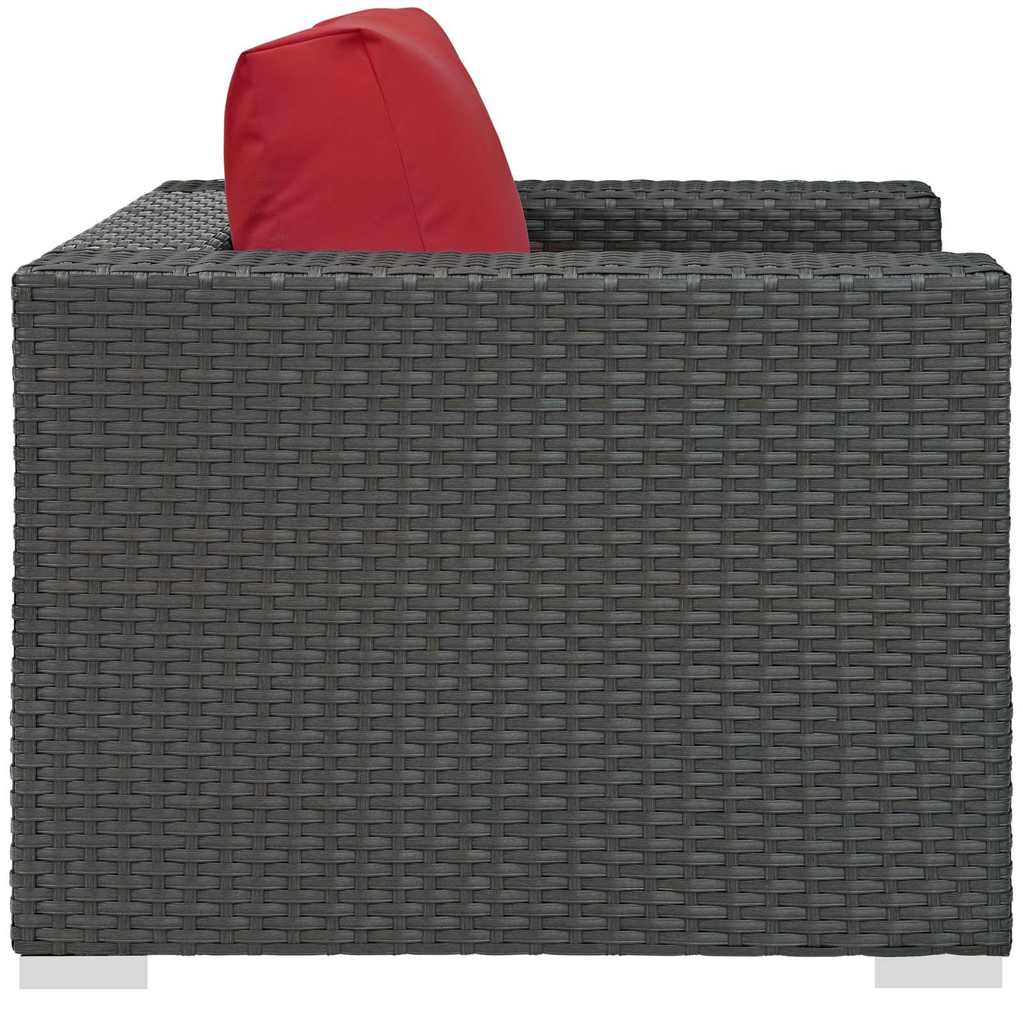 Modway EEI-1850-CHC-RED Sojourn Wicker Rattan Outdoor Patio Sunbrella Fabric, Armchair, Canvas Red