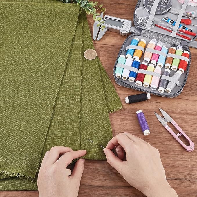 59 Inch Dark Olive Green Linen Cotton Canvas Fabric by The Yard Sheet Quilting