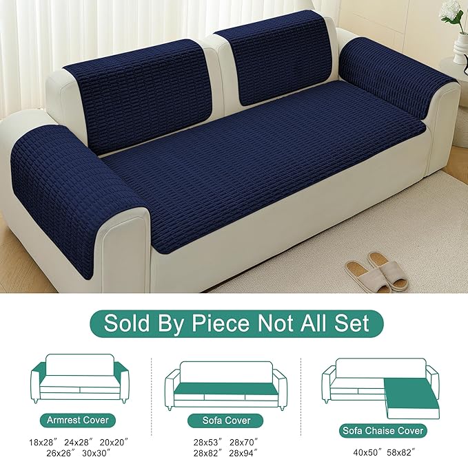 Foxdecor Couch Arm Covers Sofa Armrest Covers, Arm Chair Covers Set of 2