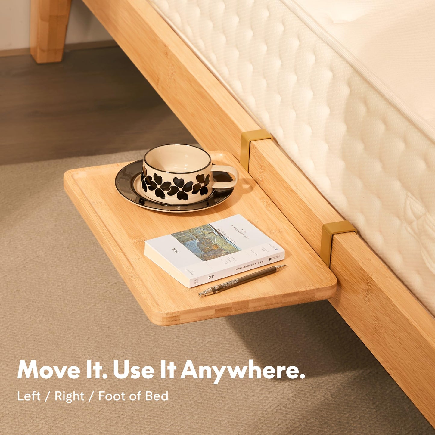 FLEXISPOT Hako G4 Queen Bamboo Platform Bed Frame with Charging Storage Headboard, Japanese Joinery Bed Frame, Built-in Night Light, Minimalist Style, Quick Assembly, 1300 lbs Capacity, Natural