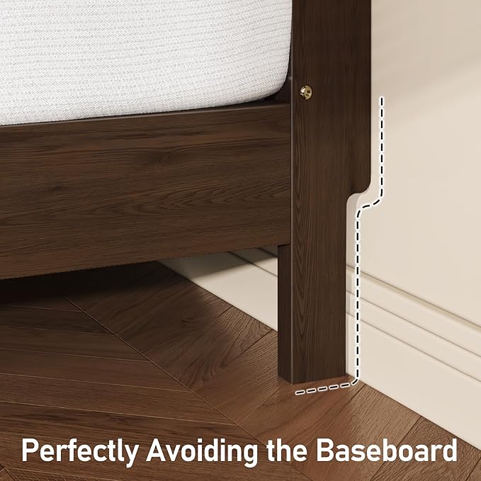 Lifezone Wood Queen Bed, Solid Wood Bed