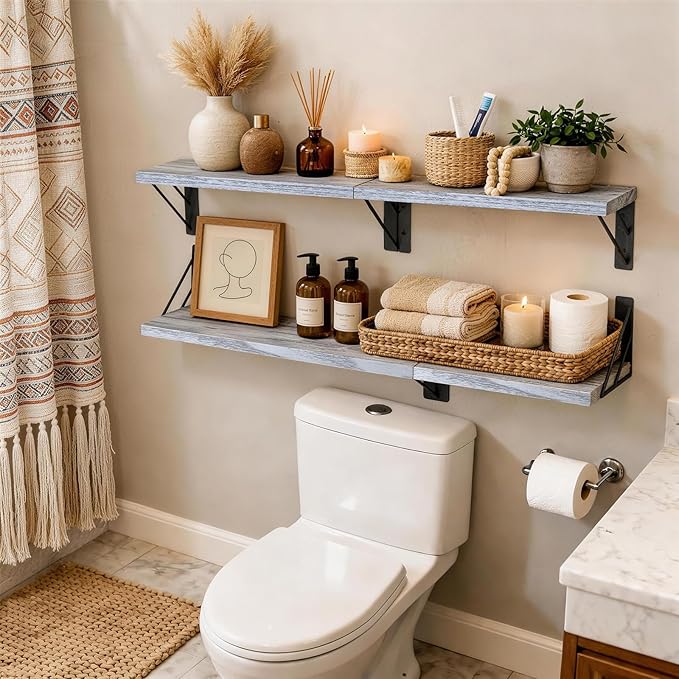 BAYKA Wall Shelves for Bedroom Decor, Floating Shelves for Living Room Kitchen